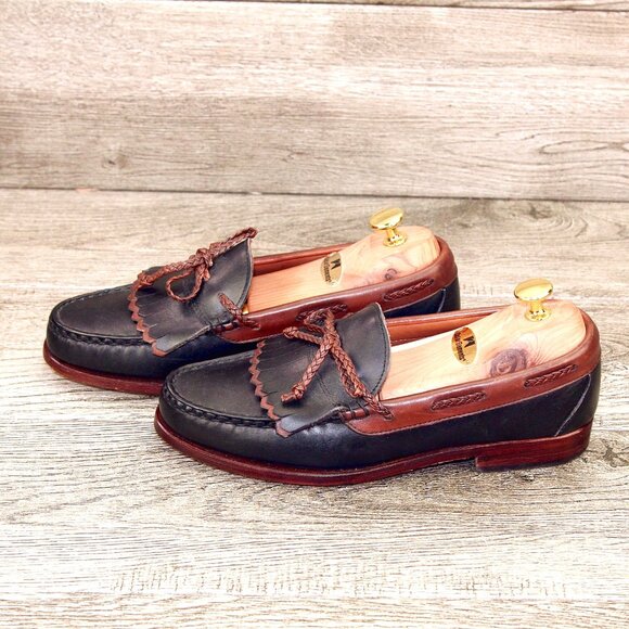 * NEW * $295 Allen Edmonds WOODSTOCK Loafer 7 D Black / Brown * add $15 Trees